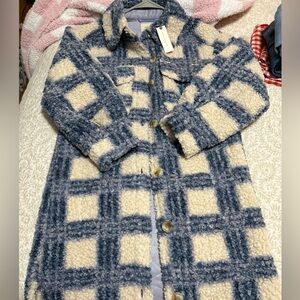 Anthropologie if by the sea long plaid shacket